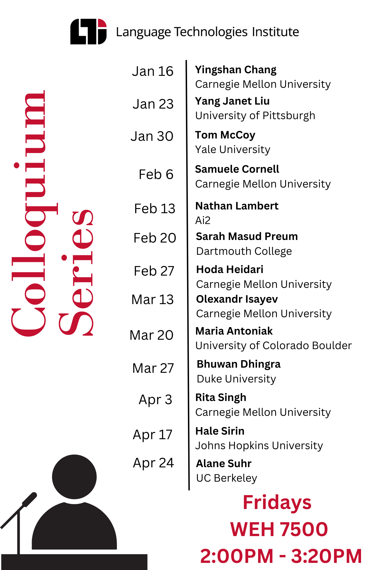 Schedule Spring 2026