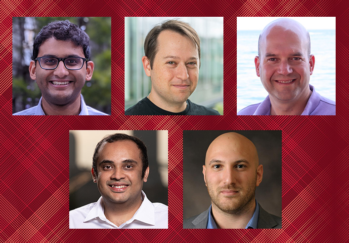 Headshots of five CMU SCS faculty receiving Amazon Research Awards