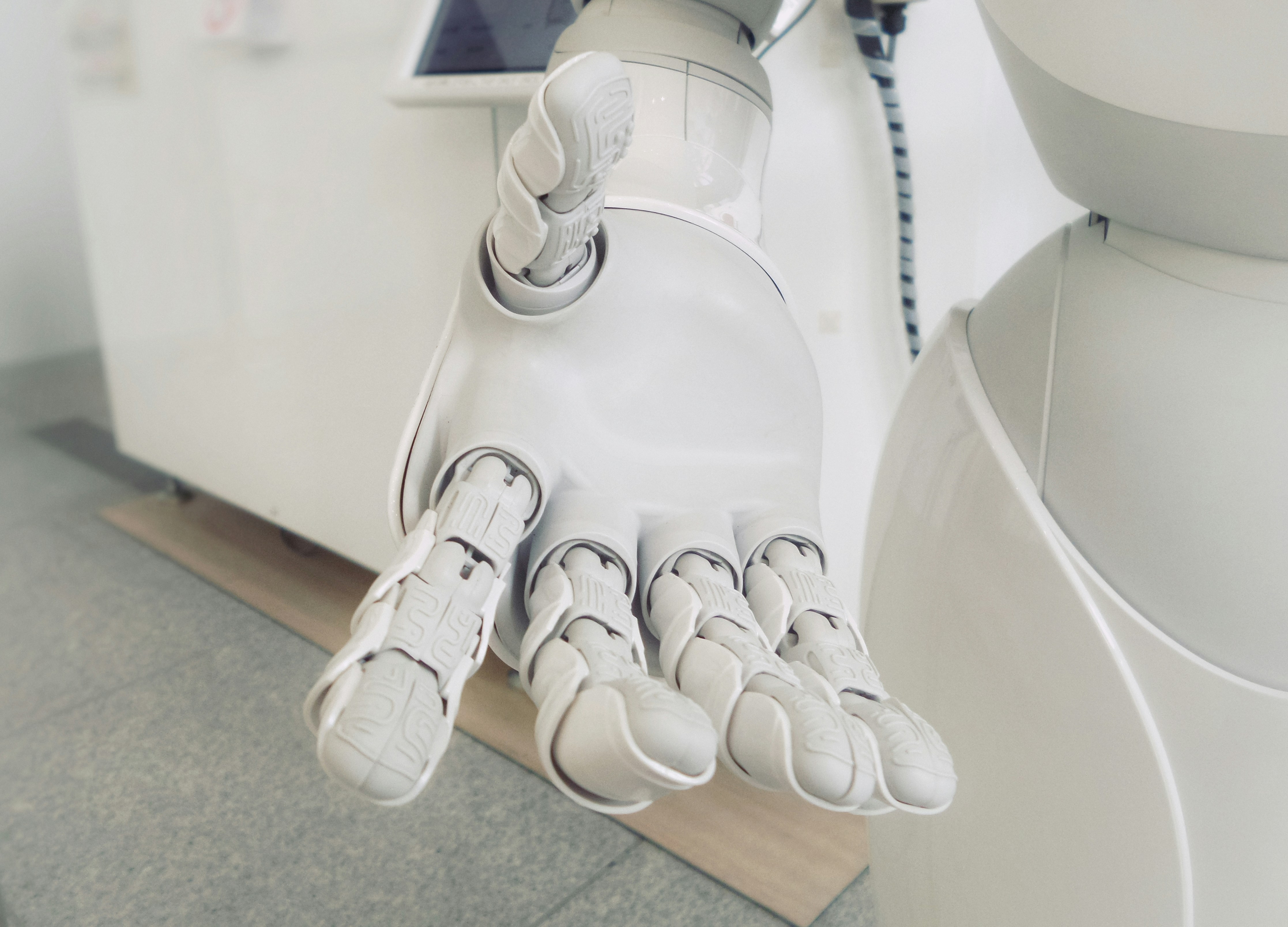 Close-up of the outstretched hand of a robot